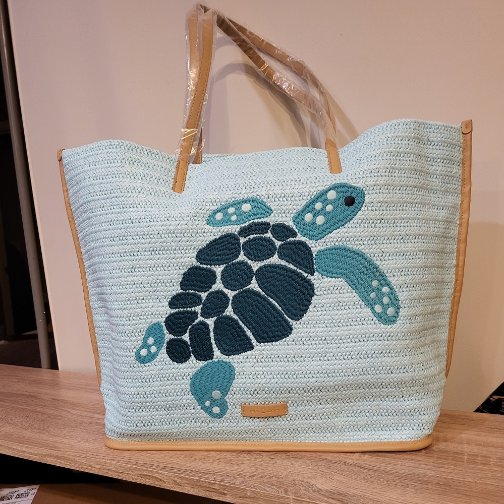 Vera Bradley Mint Straw Tote